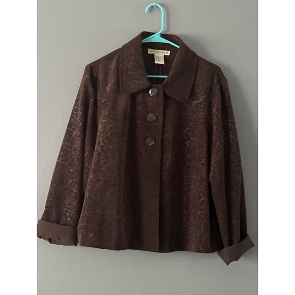 Women’s XL Brown Corduroy Blazer Floral Embroidered Y2K Vintage Boho Academia - Picture 2 of 7